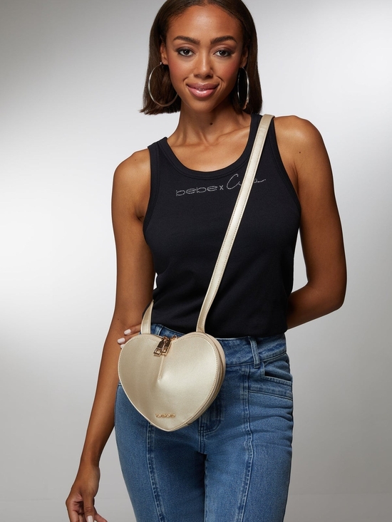 bebe Handbags - NWT Bebe Malou Heart Crossbody Bag – Metallic Gold